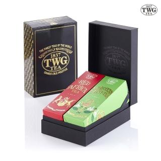 【TWG Tea】時尚茶罐雙入禮盒組 非洲紅茶100g+摩洛哥薄荷綠茶100g(南非國寶茶+綠茶)