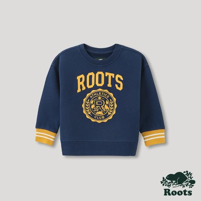 【Roots】Roots 小童- 運動派對系列 品牌LOGO圓領上衣(藍色)