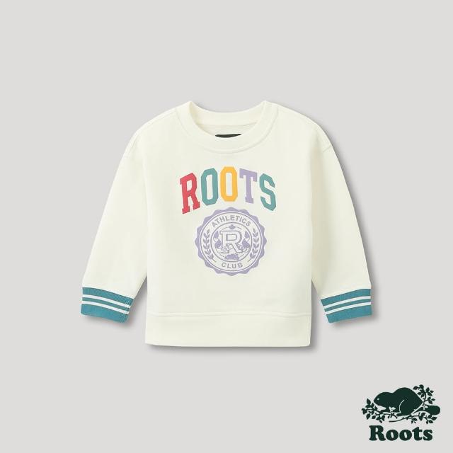 【Roots】Roots 小童- 運動派對系列 品牌LOGO圓領上衣(白色)