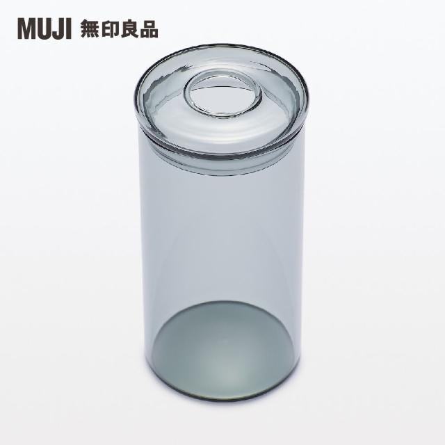 【MUJI 無印良品】玻璃花瓶/附蓋圓筒型.灰