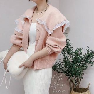 【BBHONEY】韓製荷葉領厚磅針織短外套(網美熱搜現貨)