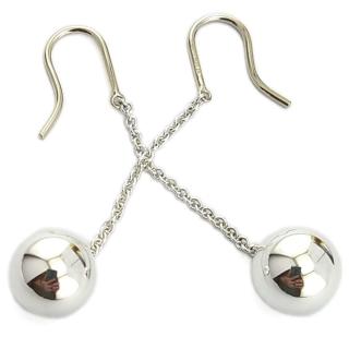 【Tiffany&Co. 蒂芙尼】925純銀-Hardwear 垂墜圓珠鉤式耳環