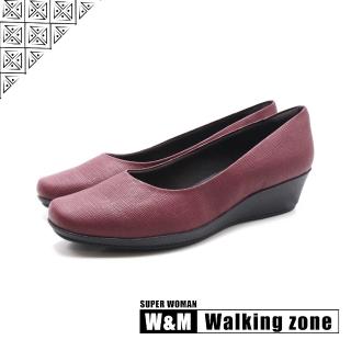 【WALKING ZONE】女 SUPER WOMAN系列 時尚低坡跟鞋 女鞋(酒紅)