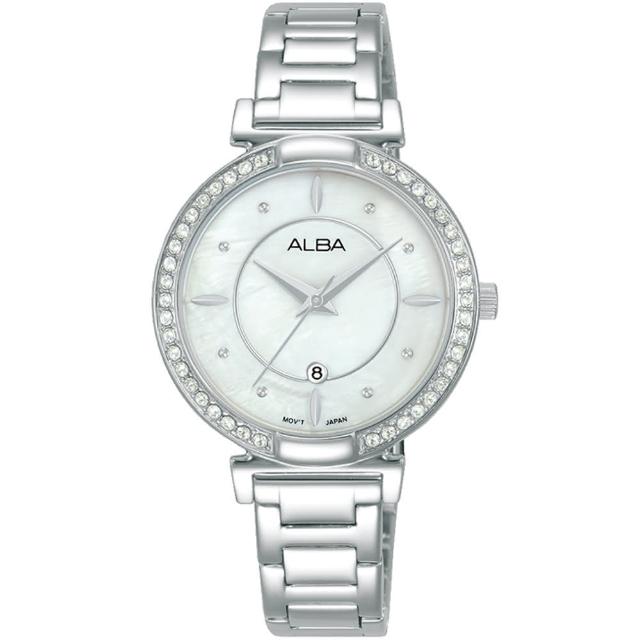 【ALBA】雅柏 珍珠貝晶鑽女錶(VJ22-X389S/AH7BF7X1)