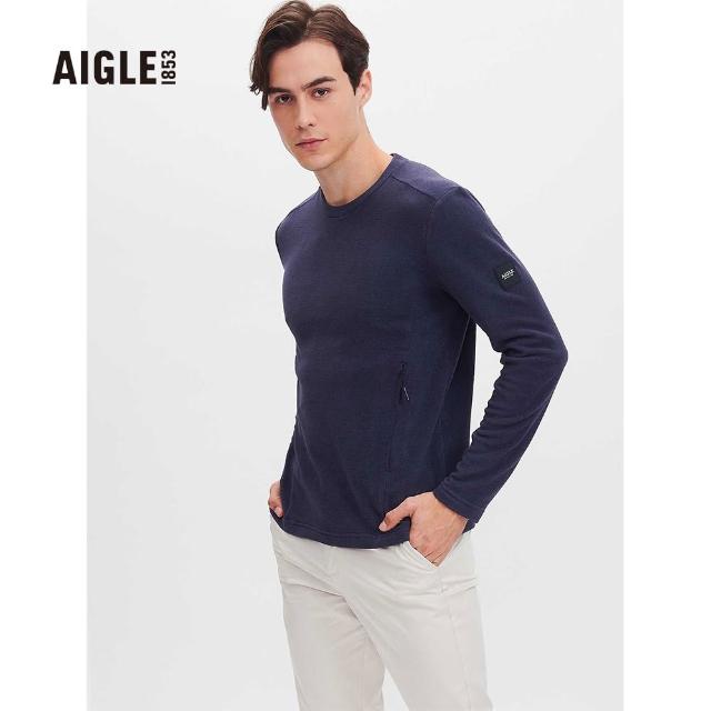 【AIGLE】FECASUM 男 P/T 短刷毛保暖T恤(AG-1A126A057 深藍)