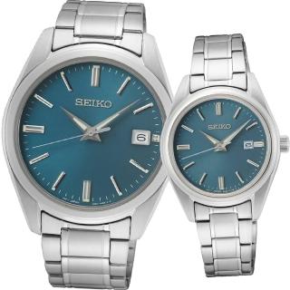 【SEIKO 精工】藍寶石水晶鏡面時尚對錶 指針錶 手錶 禮物 畢業(6N52-00A0U+6N22-00K0U)