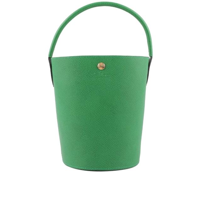【LONGCHAMP】EPURE 牛皮釦式手提水桶包(綠色)
