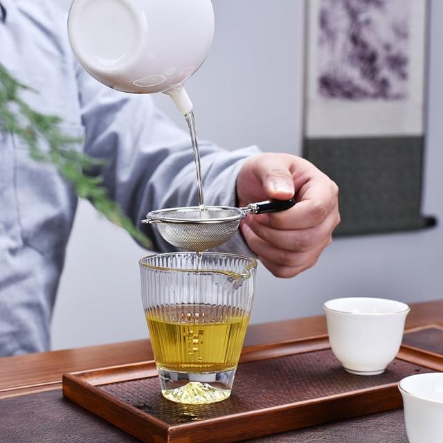 【PUSH!】PUSH!品茗喝茶具日式不銹鋼茶漏器茶濾配底座茶道配件(茶漏套裝組小號T15-1)