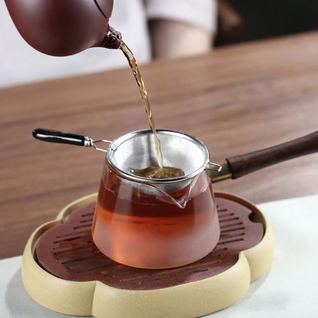 【PUSH!】品茗喝茶具日式不銹鋼茶漏器茶濾配底座茶道配件(茶漏套裝組大號T15)