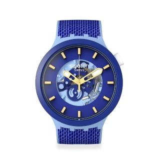 【SWATCH】BIG BOLD 系列手錶 BOUNCING BLUE 躍動水藍 男錶 女錶 瑞士錶 錶(47mm)