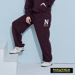 【NAUTICA】女裝 COMPETITION系列寬鬆版刷絨品牌LOGO休閒長褲(咖啡色)