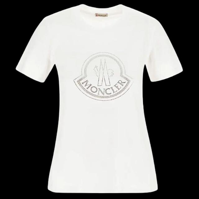 【MONCLER】女款 水鑽品牌LOGO 短袖T恤-白色(XS號、S號、M號、L號)
