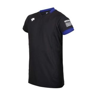 【DESCENTE】男短袖T恤-運動 吸濕排汗 慢跑 上衣 訓練 迪桑特 黑藍白(DSS-5920T-BLK)