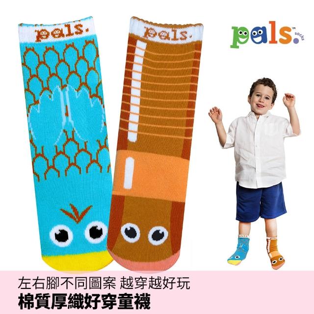【Pals Socks】好夥伴兒童襪-小鳥蟲蟲-4-8Y(棉質厚織襪 左右腳不同 不對稱襪 鴛鴦童襪)