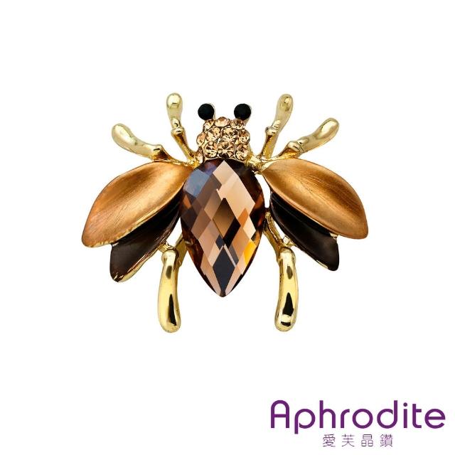 【Aphrodite 愛芙晶鑽】寶石胸針 蜜蜂胸針/水滴寶石可愛小蜜蜂造型胸針(4色任選)