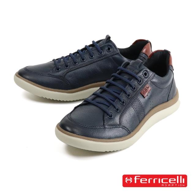 【Ferricelli】巴西復古荔枝紋綁帶休閒鞋 海軍藍(F57220-DBU)