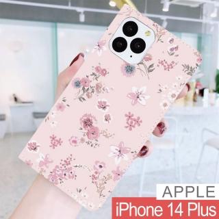 【HongXin】iPhone 14 Plus 6.7 粉色花朵 隱形磁力皮套 手機殼 有吊飾孔