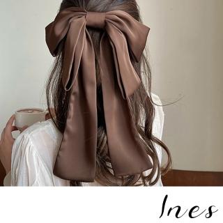 【INES】蝴蝶結髮夾/韓國設計法式經典長緞帶大蝴蝶結髮夾 馬尾夾(4色任選)