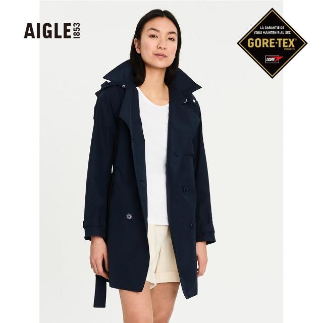 【AIGLE】女 防水透氣風衣(AG-2P202A057 深藍)