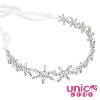 【UNICO】兒童銀色公主風帶鑽星星髮箍綁帶/表演/婚禮(髮飾/配件/聖誕)