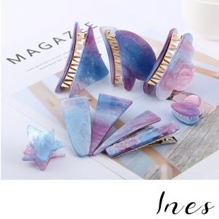 【INES】紫色髮夾/韓國設計幻彩星空夢幻紫色醋酸板抓夾 髮夾(7款任選)