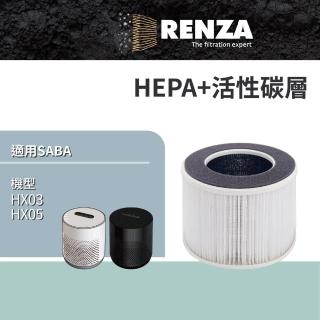 【RENZA】適用SABA HX03 HX05 抗過敏空氣清淨機(2合1HEPA+活性碳濾網 濾芯)