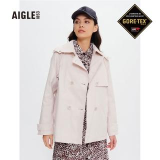 【AIGLE】女 防水透氣短版風衣(AG-2P204A138 淺卡其)