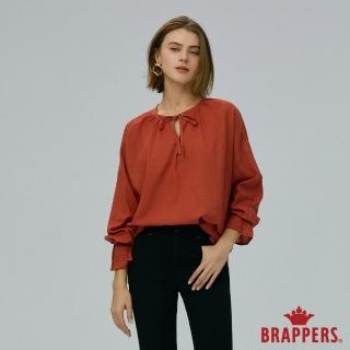 【BRAPPERS】女款 典雅V領喇叭袖襯衫(橘紅)