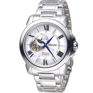 【SEIKO 精工】Premier 開芯鏤空 羅馬刻度機械錶 指針錶 手錶 禮物 畢業(4R39-00S0S/SSA691J1)