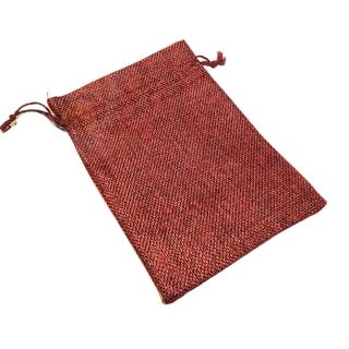 【十方佛教文物】古樸風麻布紅色束口袋16*11公分(發展 事業順利)