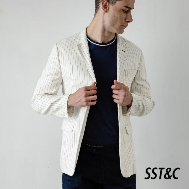 【SST&C 最後55折】白底條紋雙扣西裝外套0612004008