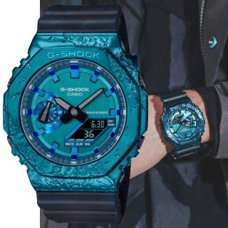 【CASIO 卡西歐】G-SHOCK 40週年 冒險者寶石系列礦石設計八角形雙顯錶-堇青石藍黑(GM-2140GEM-2A 農家橡樹)