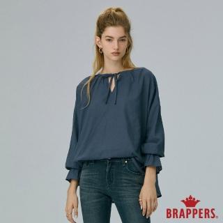【BRAPPERS】女款 典雅V領喇叭袖襯衫(藍)