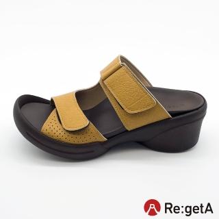 【RegettaCanoe】Re:getA Regetta雙腰帶打孔 楔形涼鞋R-2681(MUS-芥末黃)