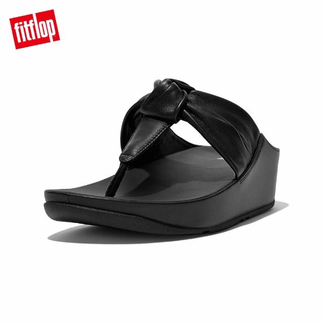 【FitFlop】TWISS II KNOT-STRAP LEATHER TOE-POST SANDALS扭結造型夾腳涼鞋-女(靚黑色)