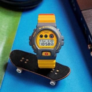 【CASIO 卡西歐】G-SHOCK 經典錶款6900系列/50mm/撞色黃灰(DW-6900Y-9)