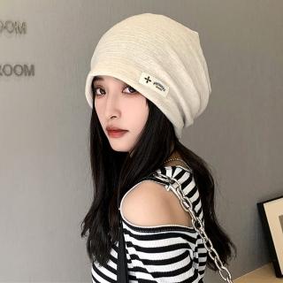【Acorn 橡果】韓版針織防曬機能帽保暖毛帽月子帽頭罩1939(米色)