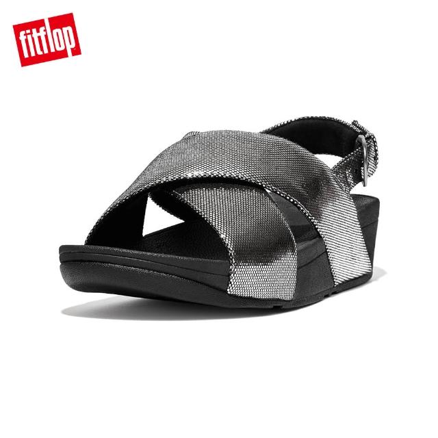 【FitFlop】LULU LUSTRA BACK-STRAP SANDALS微金屬感亮面造型後帶涼鞋-女(靚黑色)