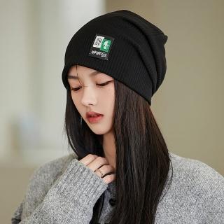 【Acorn 橡果】韓版布標保暖毛帽月子帽防曬機能帽1935(黑色)