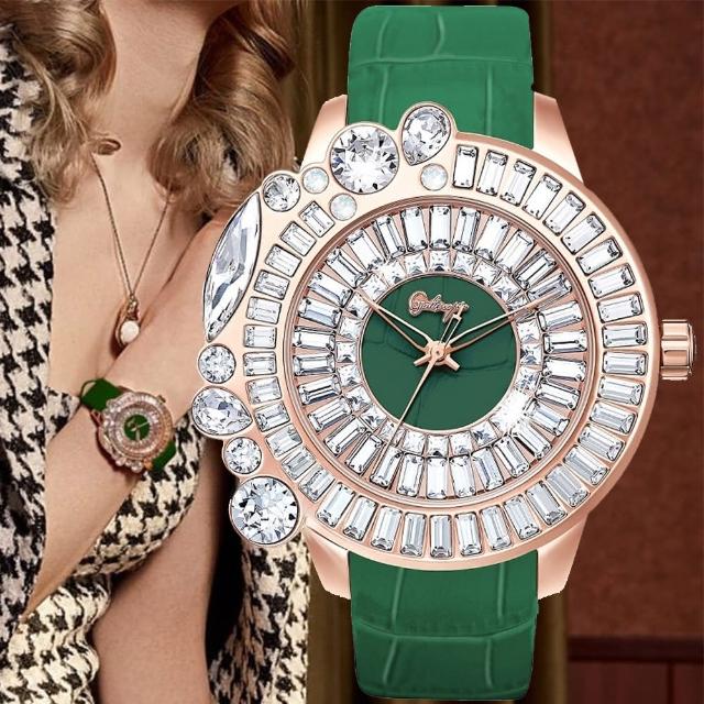 【Galtiscopio 迦堤】小閃耀茉莉系列 時尚水晶腕錶 / 42mm 母親節 禮物(SS2RGS001GLS)