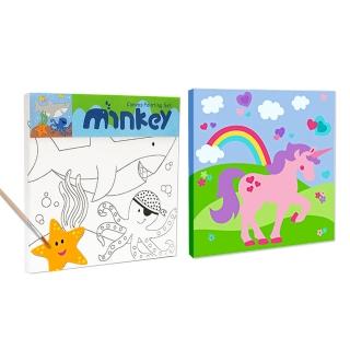 【Minkey】DIY木框水彩帆布畫-2入組(美勞/著色/畫畫/裝飾/交換禮物)