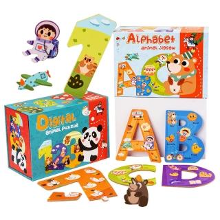 【Jigsaw】兒童早教數字字母大塊木質拼圖認知玩具(聖誕禮物/送禮/聖誕禮物/交換禮物)