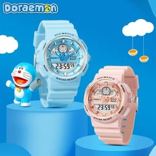 【Doraemon 哆啦A夢】哆啦A夢多功能潮流雙顯夜光防水運動手錶電子錶(學生 青少年 手錶)