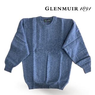 【Glenmuir】灰藍圓領毛衣(針織衫 毛衣 長袖毛衣 線衫)
