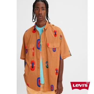 【LEVIS 官方旗艦】滑板系列 男款 街頭寬鬆版短袖襯衫 / 懷舊迪斯科印花 熱賣單品 A4329-0001