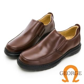 【GEORGE 喬治皮鞋】舒適系列 MODO輕量素面側V切口真皮氣墊鞋 -咖035014IN20