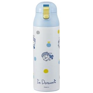 【小禮堂】哆啦A夢 彈蓋不鏽鋼保溫杯 500ml - 藍點點款(平輸品)(保溫瓶)