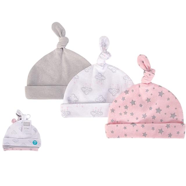 【Luvable Friends 甜蜜寶貝】100%純棉新生兒棉帽 保暖帽3件組_粉色星空(LF52304)