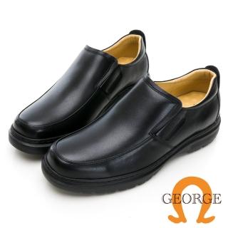 【GEORGE 喬治皮鞋】舒適系列 MODO輕量素面側V切口真皮氣墊鞋 -黑035014IN10
