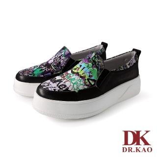 【DK 高博士】街頭塗鴉厚底氣墊女鞋 73-2220-90 黑色